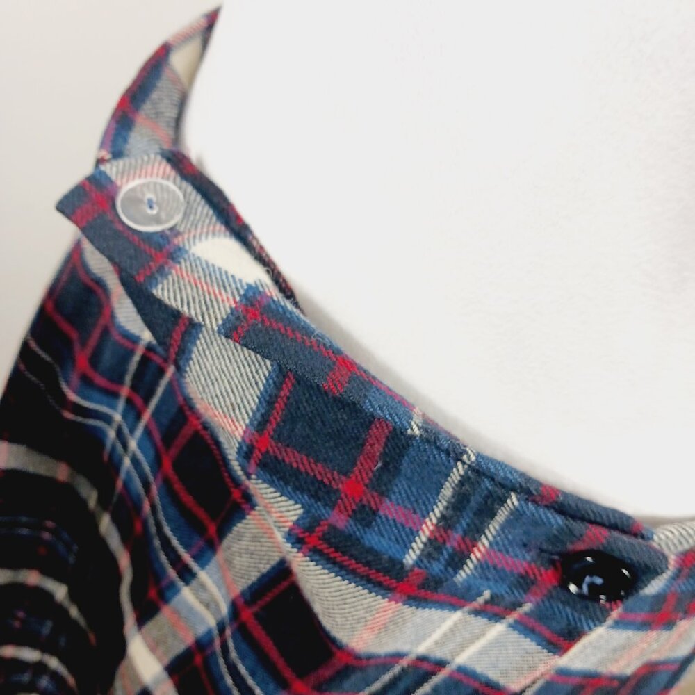 Vintage F.A. Chatta SZ 10 Wool Plaid Pleated Wrap Skirt, Navy/Red/Cream Academia - Picture 8 of 13